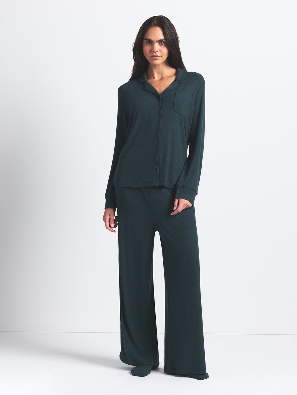 SKIMS green soft lounge sleep set
